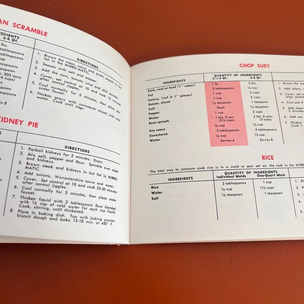Vintage 1958 Mirro-Matic Deluxe Pressure Pan Recipe Book Instruction Manual 80pg